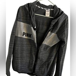 PINK Active Zip-Up Hoodie with Thumb Cutouts- Small